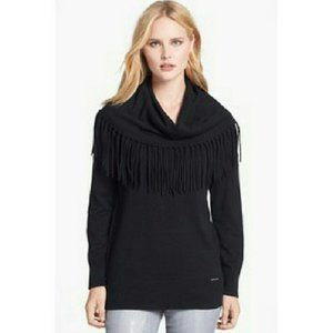 Michael Kors Angora Blend Fringe Cowl Neck Sweater